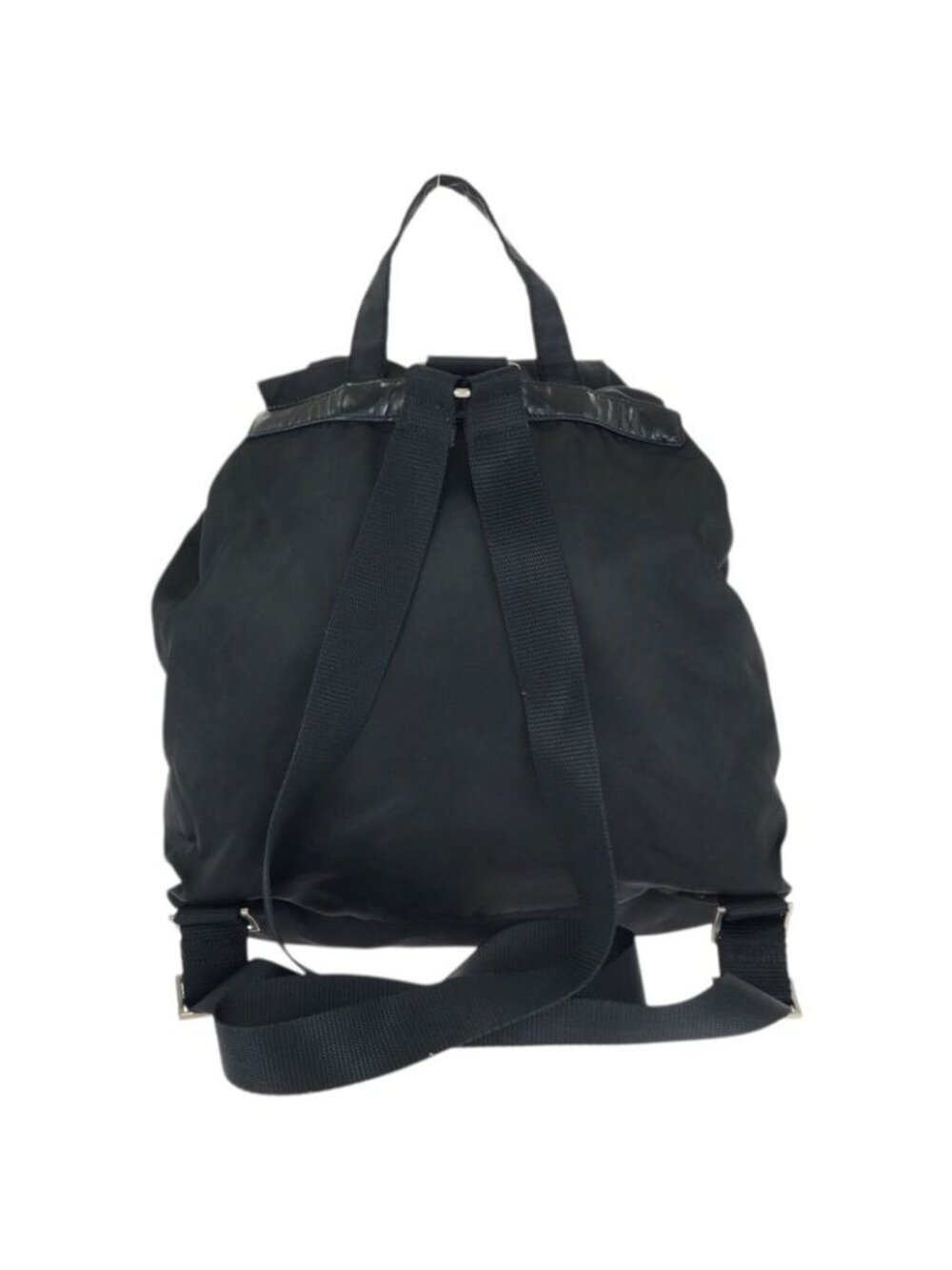 Prada Tessuto Black Silver Nylon Leather Backpack - Picture 2 of 9
